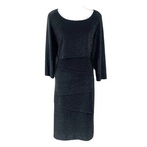 NWT Ronni Nicole black metallic sparkle tiered dress 14 NN15